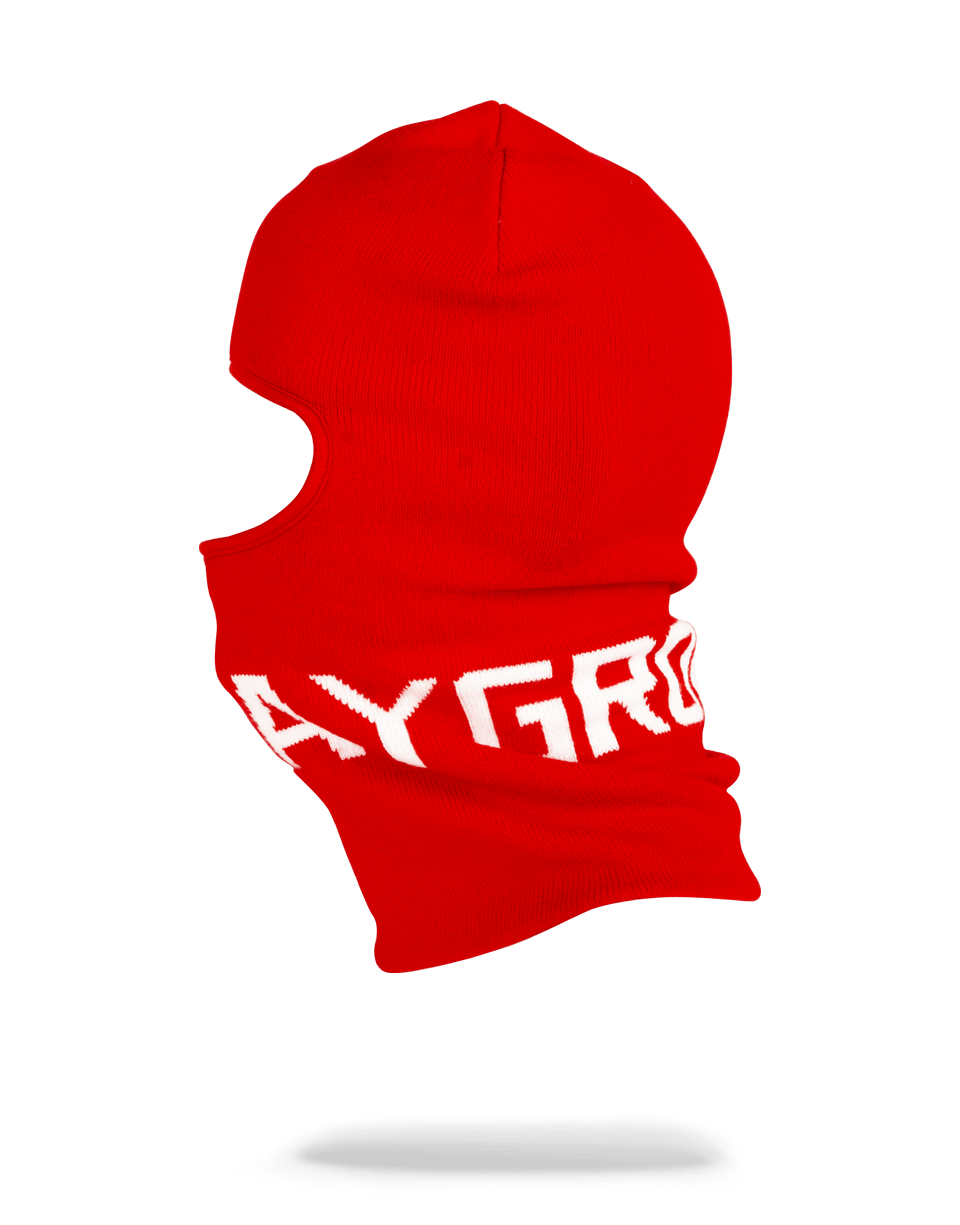 RED SPRAYGROUND LOGO SKI MASK