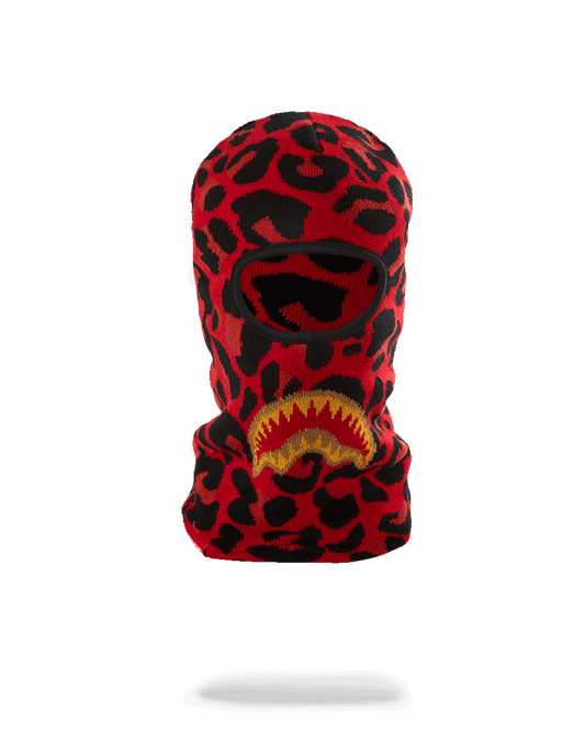 RED LEOPARD GOLD SHARK MOUTH SKI MASK