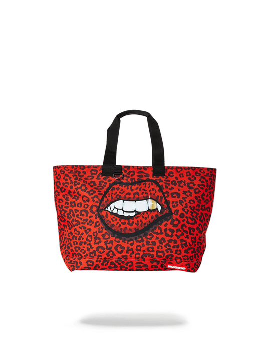 RED LEOPARD LIPS TOTE