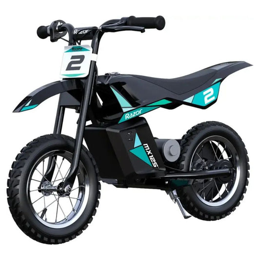 Razor - MX125 Dirt Rocket eBike for Kids w/ 5.3 Miles Max Operating Range and 8 mph Max Speed - Teal/Black - 15118245