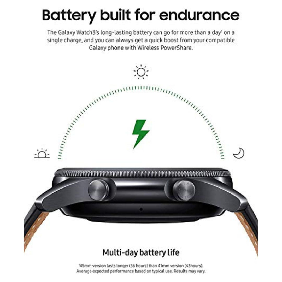 Samsung Galaxy Watch 3 (45mm, GPS, Bluetooth) Smart Watch with Advanced Health - Mystic Black - SM-R845UZKAXAR