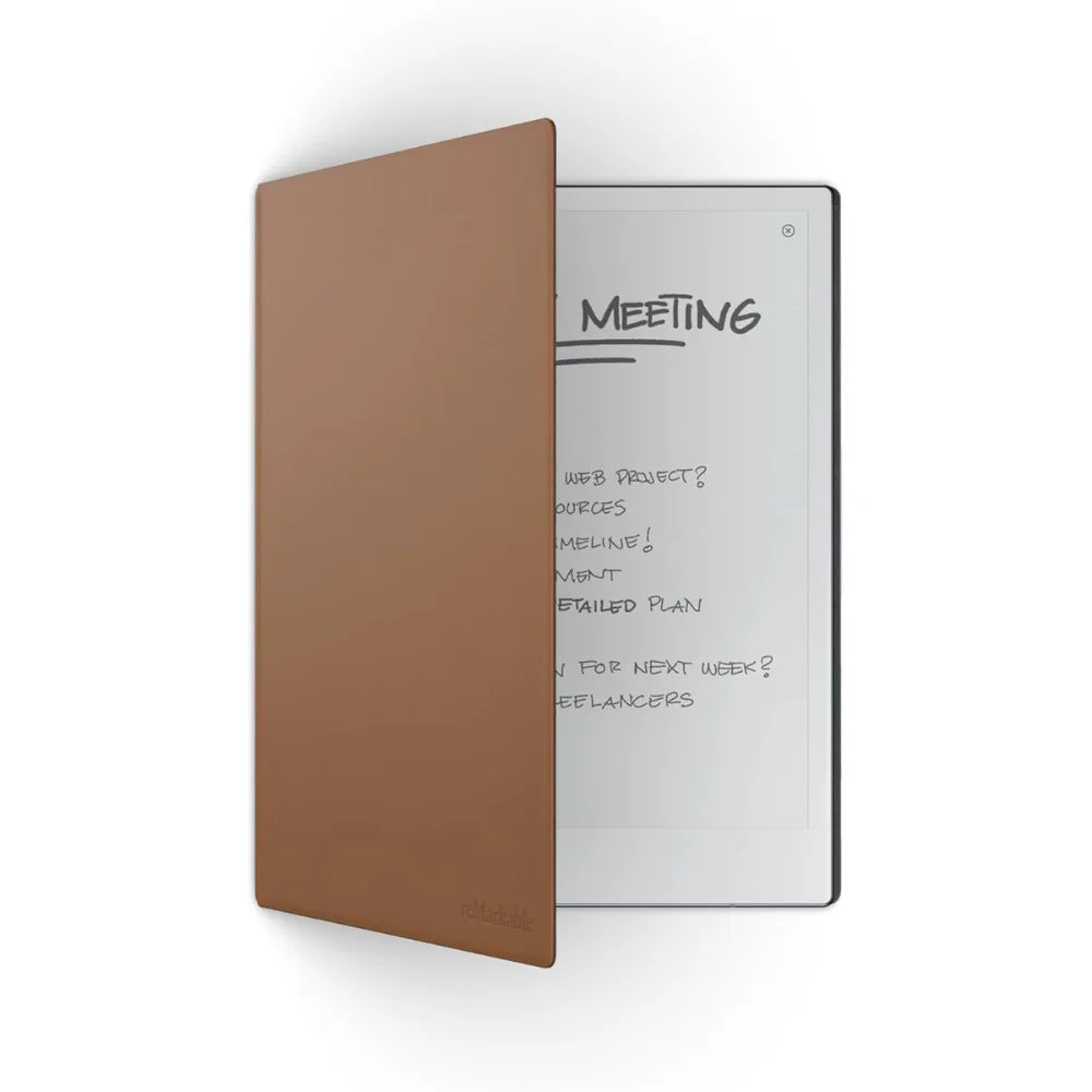 reMarkable 2 - 10.3 Paper Tablet with Black Marker Plus and Premium Leather Book Folio - Brown