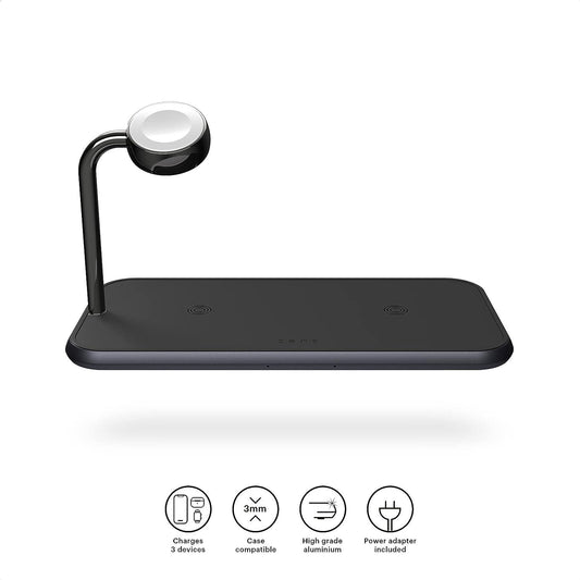 ZENS Aluminium 20W Dual and Watch Wireless Charger - Black (Renewed)